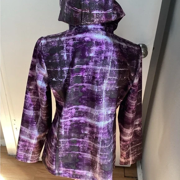 Purple Plaid Hooded Jacket - Picture 6 of 9
